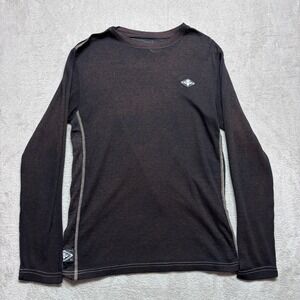 Affliction Mens L Long Sleeve Thermal Shirt Brown Wash Fleur De Lis